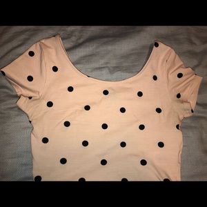 Cream and Black Polka Dot Crop Top
